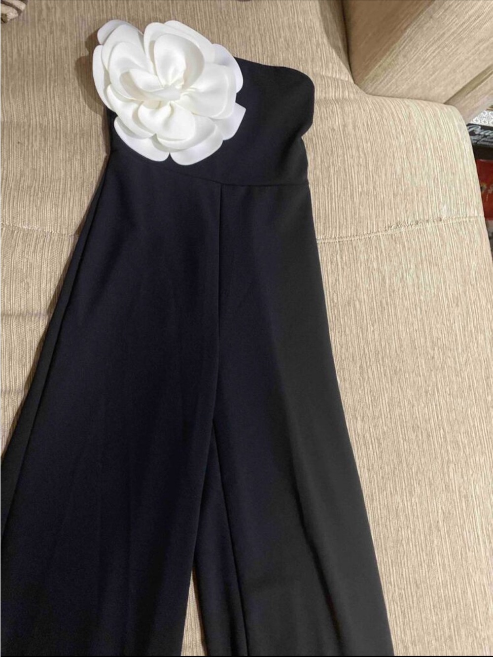 NEW - Elegant 3D Floral Strapless Wide Leg Jumpsuit Chic Party Glam - Picture 6 of 9